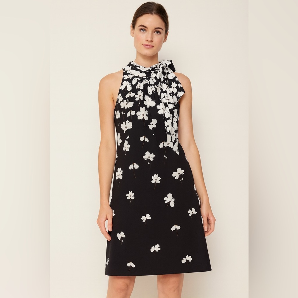 Elegant Black and White Floral Dress